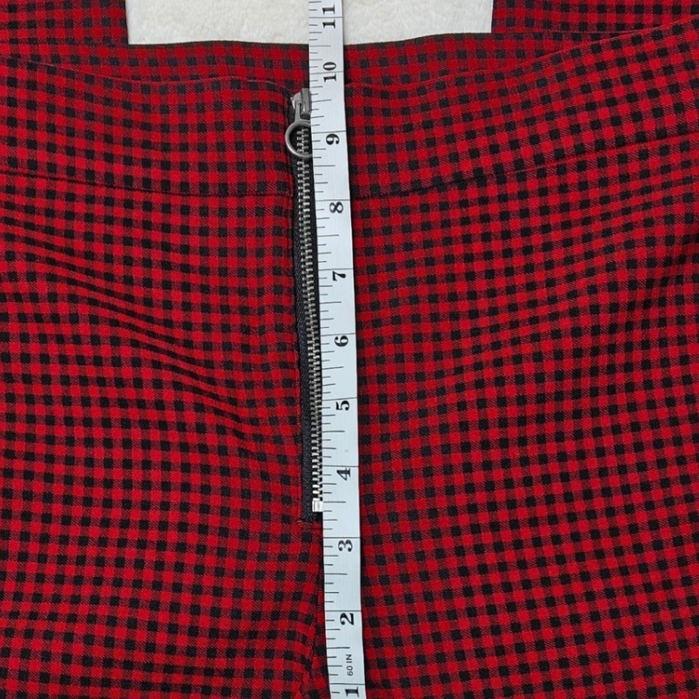 GARAGE Womens Pants Red Gingham Plaid Zip Front High Waist Leggings‎ Size Small - Picture 3 of 4